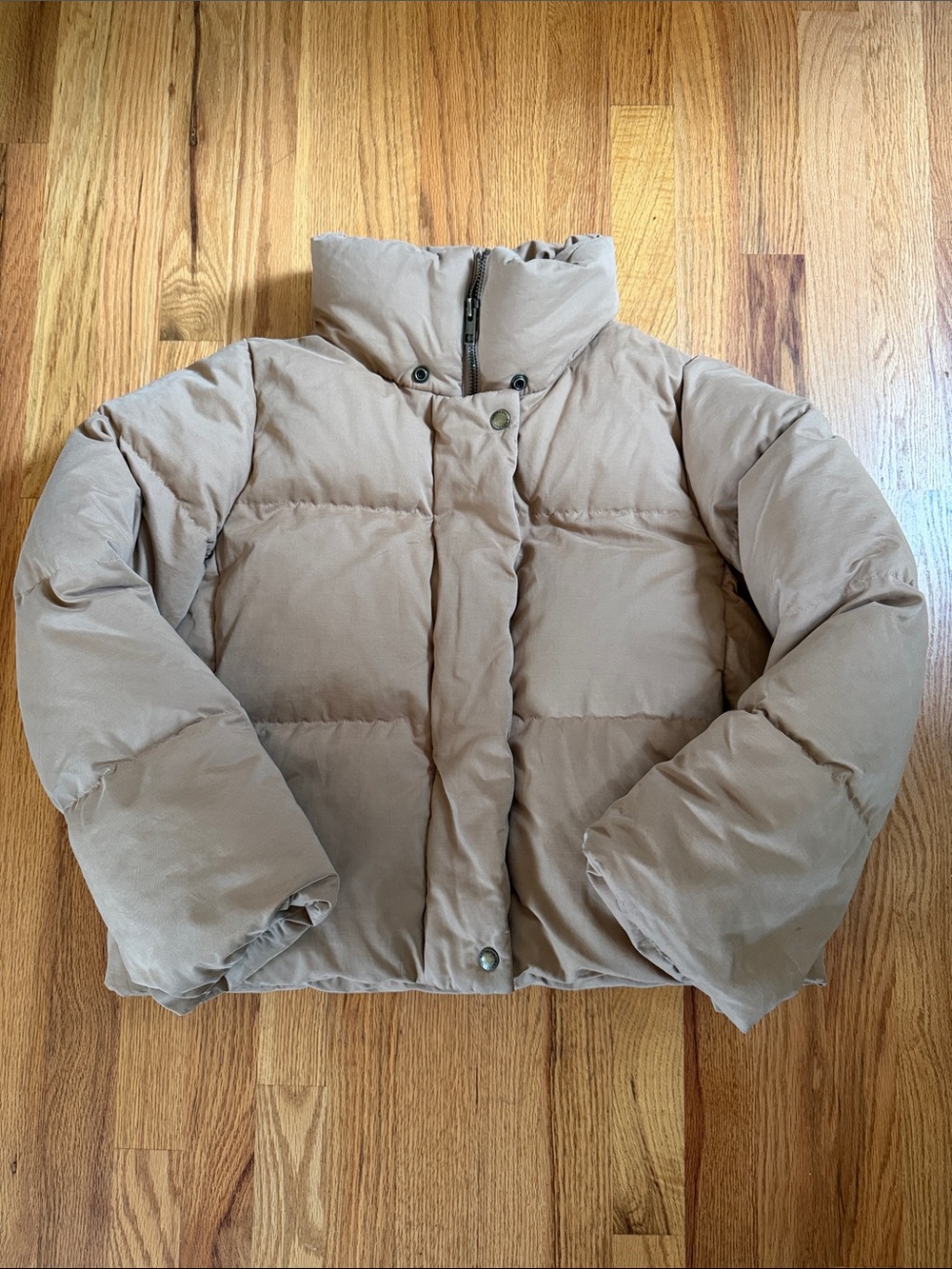 Banana Republic Women's Camel Cropped Goose Down Short Puffer Jacket XS